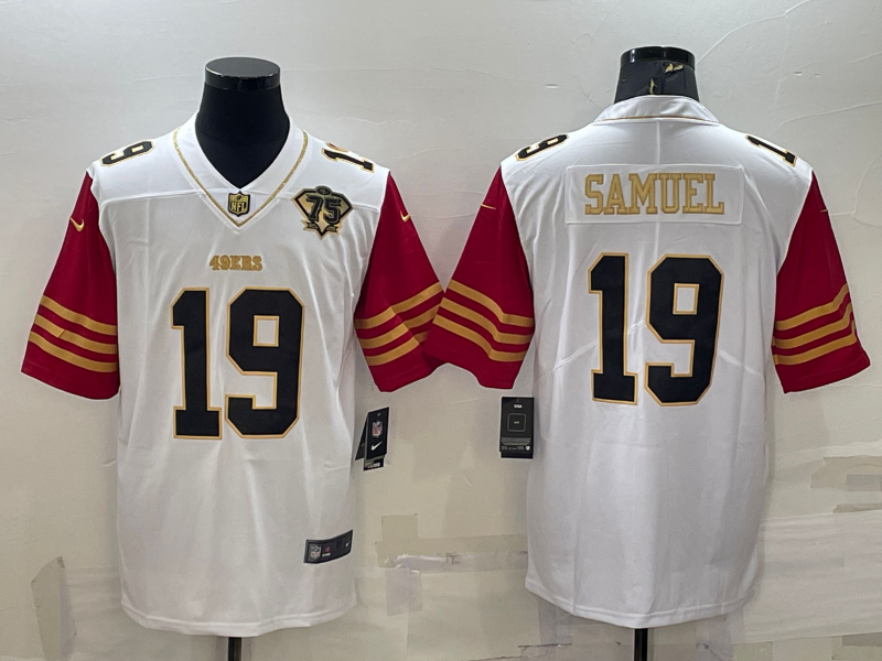 Men's San Francisco 49ers Deebo Samuel #19 White 75th Anniversary Jersey